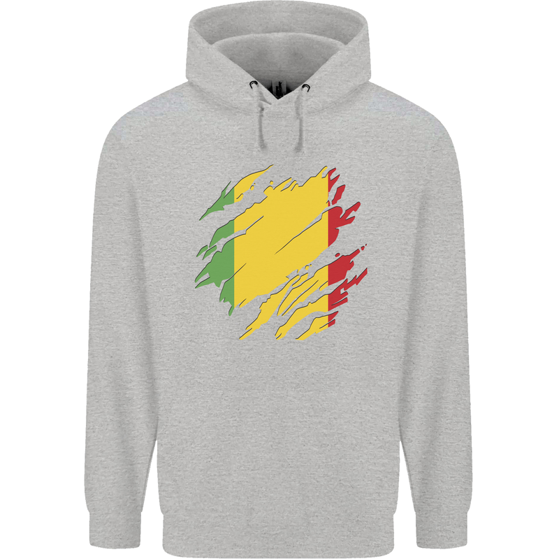 Torn Mali Flag Malian Day Football Childrens Kids Hoodie Sports Grey