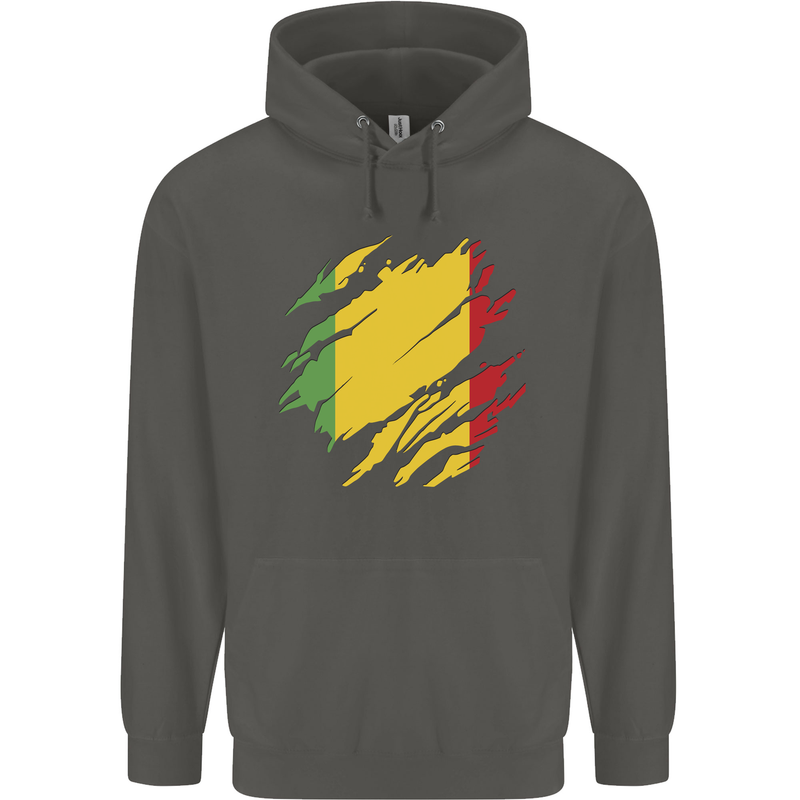 Torn Mali Flag Malian Day Football Childrens Kids Hoodie Storm Grey