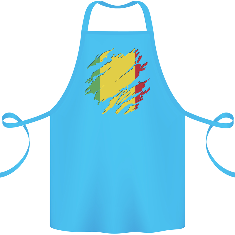 Torn Mali Flag Malian Day Football Cotton Apron 100% Organic Turquoise