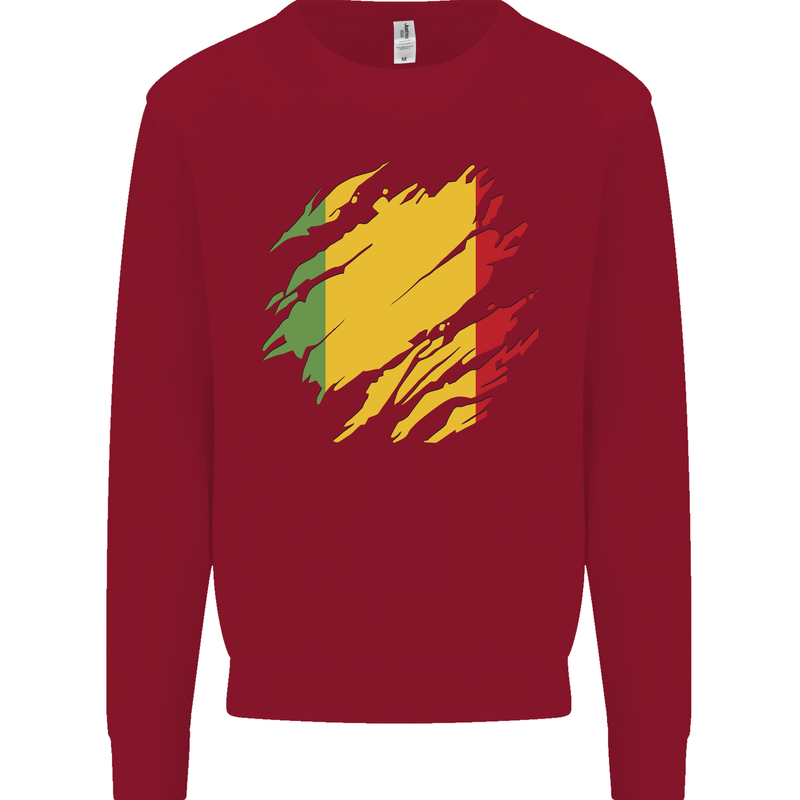 Torn Mali Flag Malian Day Football Kids Sweatshirt Jumper Red