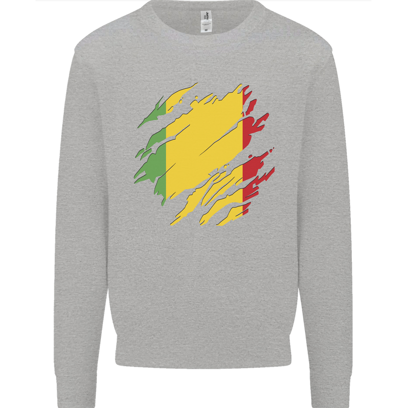 Torn Mali Flag Malian Day Football Kids Sweatshirt Jumper Sports Grey