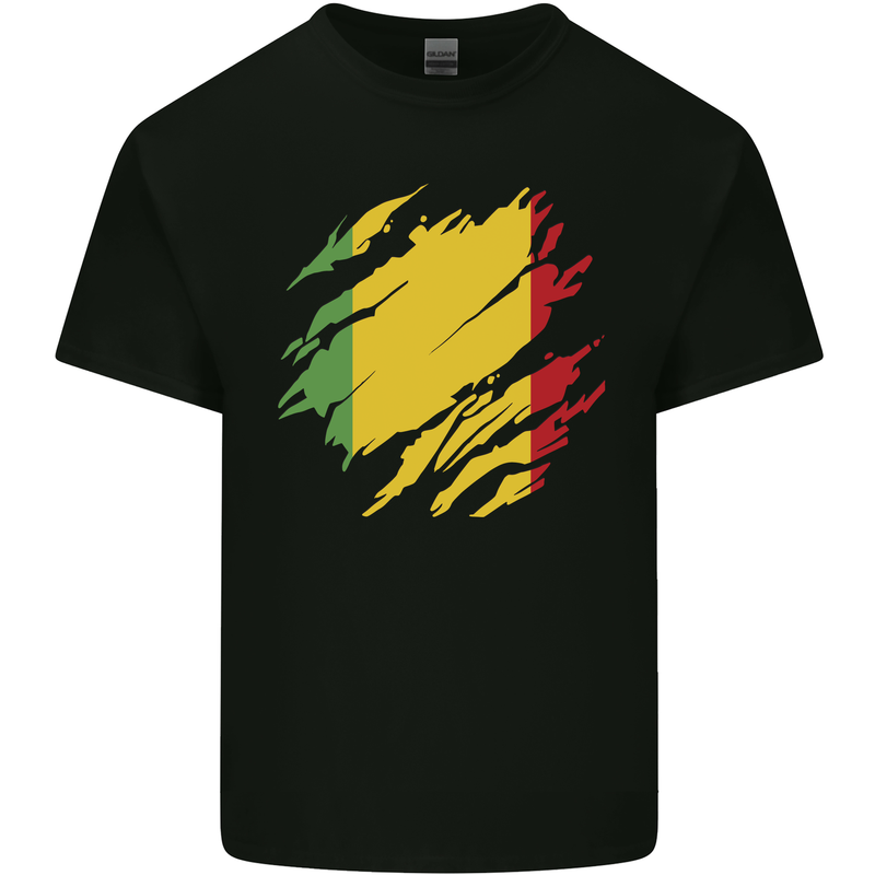 Torn Mali Flag Malian Day Football Kids T-Shirt Childrens Black