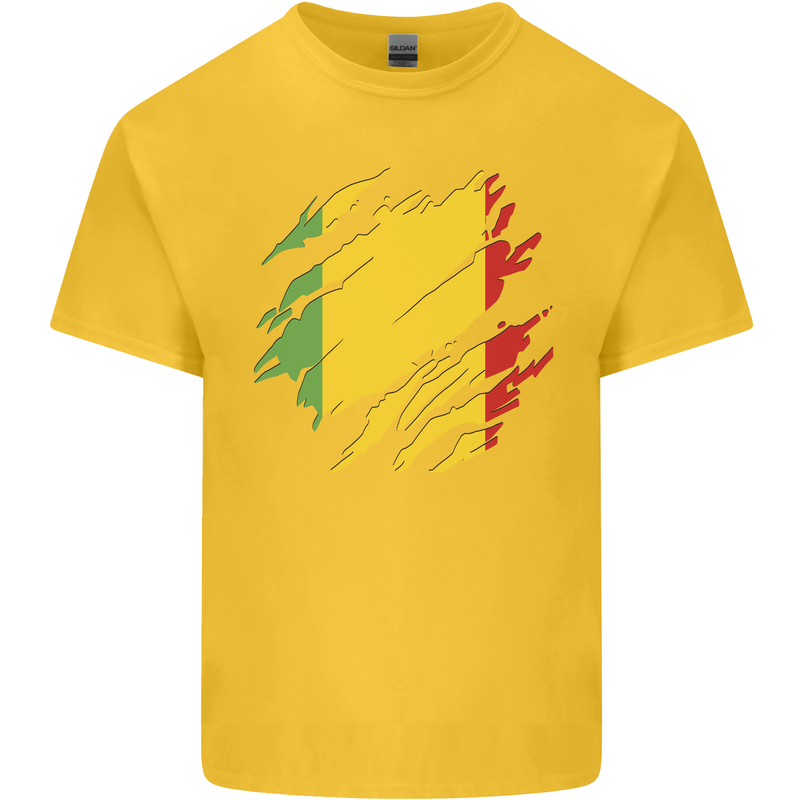 Torn Mali Flag Malian Day Football Kids T-Shirt Childrens Yellow