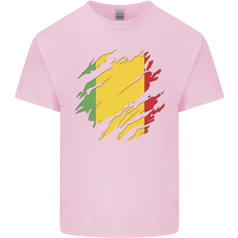 Torn Mali Flag Malian Day Football Mens Cotton T-Shirt Tee Top Light Pink
