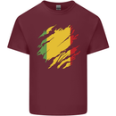 Torn Mali Flag Malian Day Football Mens Cotton T-Shirt Tee Top Maroon