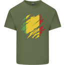 Torn Mali Flag Malian Day Football Mens Cotton T-Shirt Tee Top Military Green