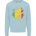 Torn Mali Flag Malian Day Football Mens Sweatshirt Jumper Light Blue