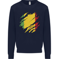 Torn Mali Flag Malian Day Football Mens Sweatshirt Jumper Navy Blue