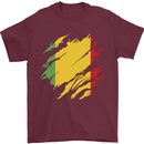 Torn Mali Flag Malian Day Football Mens T-Shirt 100% Cotton Maroon