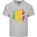Torn Mali Flag Malian Day Football Mens V-Neck Cotton T-Shirt Sports Grey