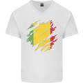 Torn Mali Flag Malian Day Football Mens V-Neck Cotton T-Shirt White