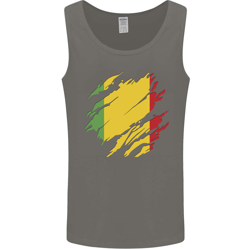 Torn Mali Flag Malian Day Football Mens Vest Tank Top Charcoal