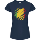 Torn Mali Flag Malian Day Football Womens Petite Cut T-Shirt Navy Blue