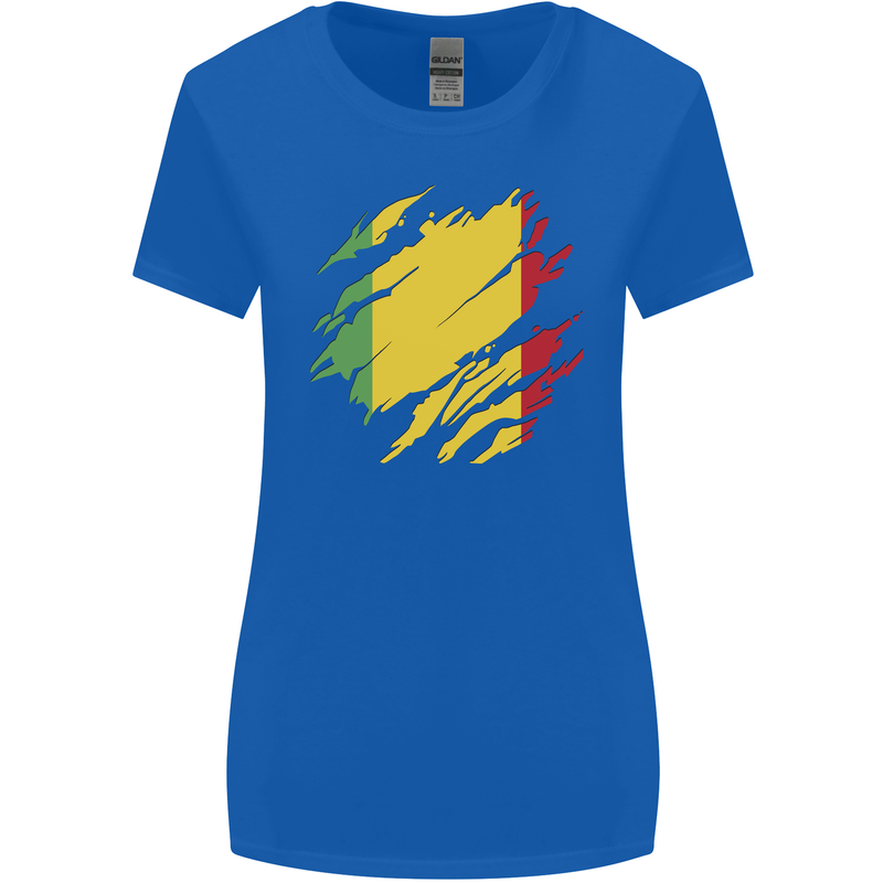 Torn Mali Flag Malian Day Football Womens Wider Cut T-Shirt Royal Blue