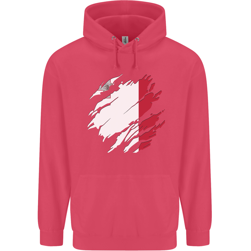 Torn Malta Flag Maltese Day Football Childrens Kids Hoodie Heliconia