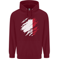 Torn Malta Flag Maltese Day Football Childrens Kids Hoodie Maroon