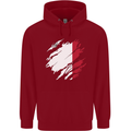 Torn Malta Flag Maltese Day Football Childrens Kids Hoodie Red