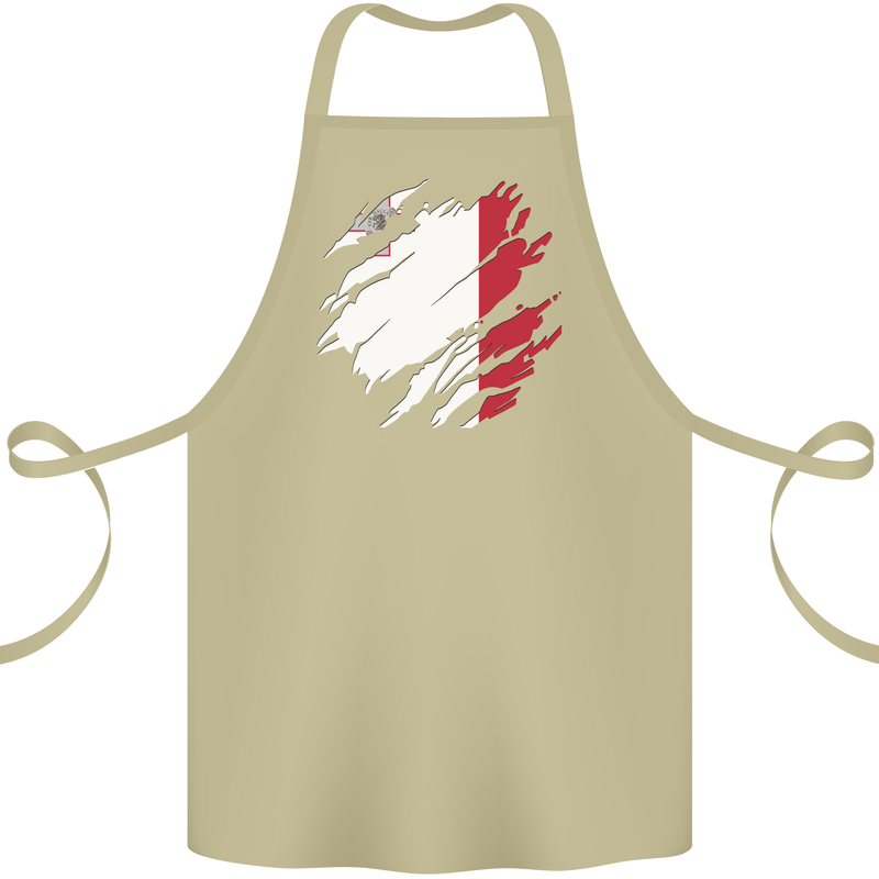 Torn Malta Flag Maltese Day Football Cotton Apron 100% Organic Khaki