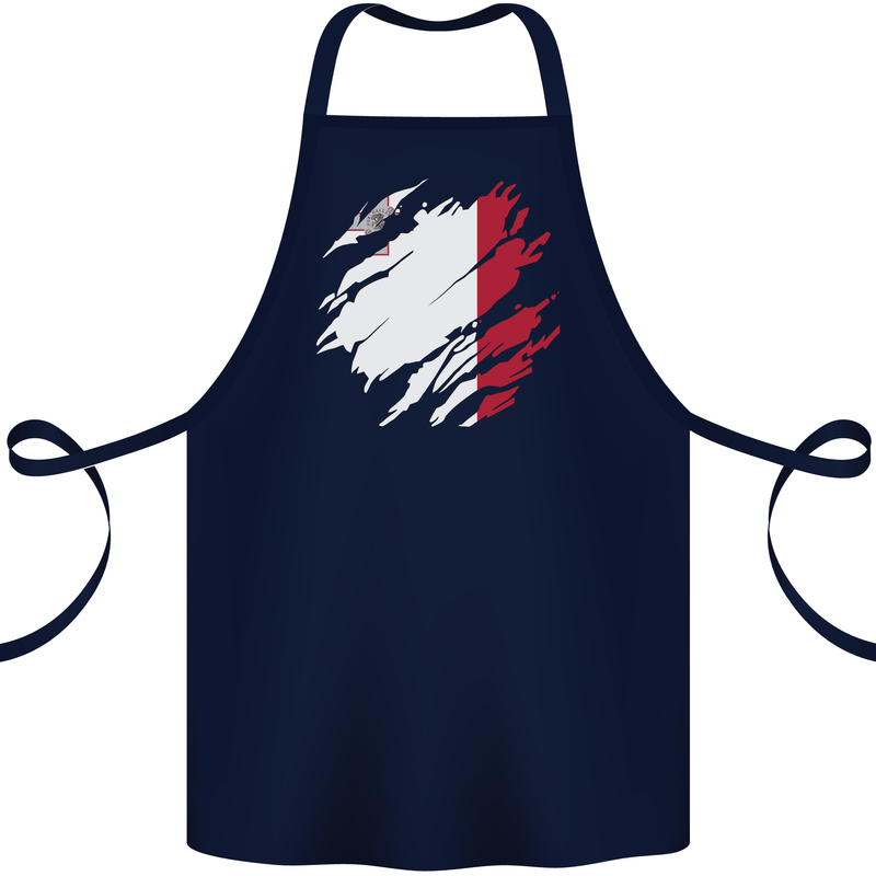 Torn Malta Flag Maltese Day Football Cotton Apron 100% Organic Navy Blue