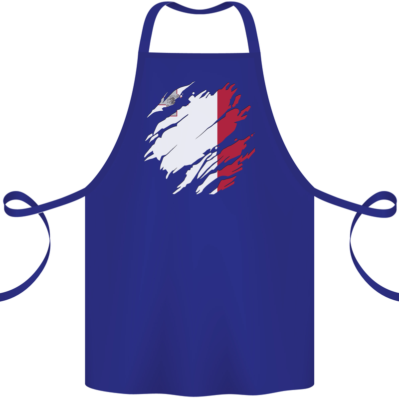 Torn Malta Flag Maltese Day Football Cotton Apron 100% Organic Royal Blue