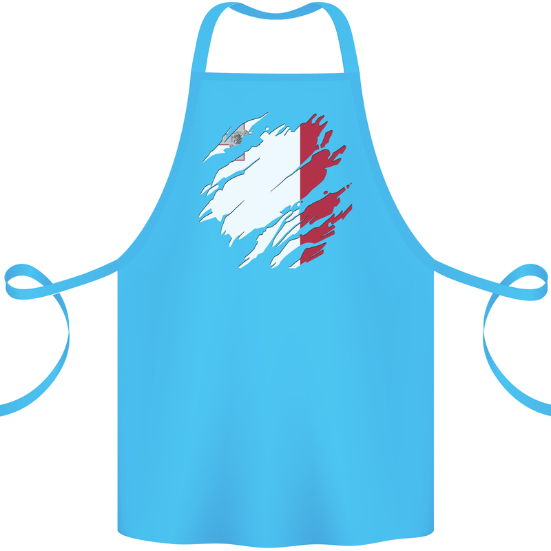 Torn Malta Flag Maltese Day Football Cotton Apron 100% Organic Turquoise