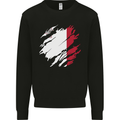 Torn Malta Flag Maltese Day Football Kids Sweatshirt Jumper Black