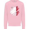 Torn Malta Flag Maltese Day Football Kids Sweatshirt Jumper Light Pink