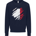 Torn Malta Flag Maltese Day Football Kids Sweatshirt Jumper Navy Blue