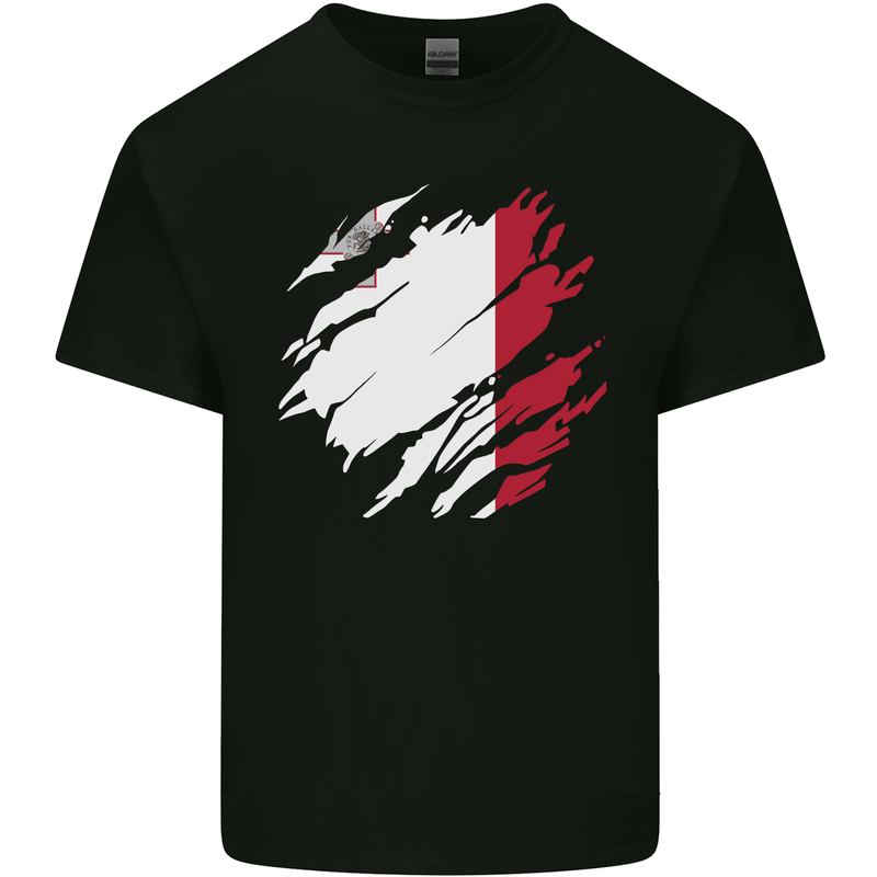 Torn Malta Flag Maltese Day Football Kids T-Shirt Childrens Black