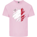 Torn Malta Flag Maltese Day Football Kids T-Shirt Childrens Light Pink