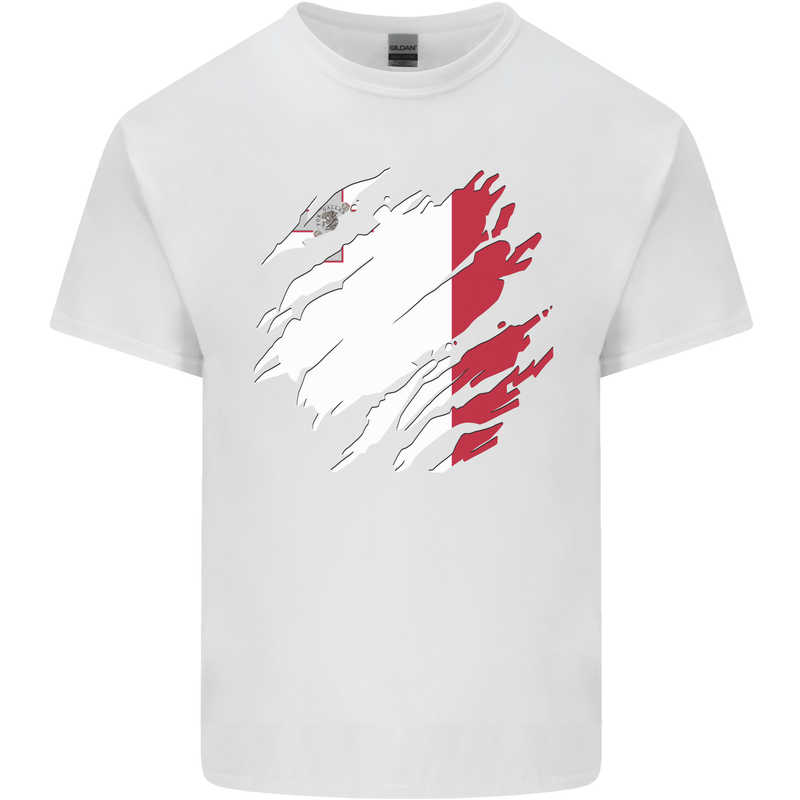 Torn Malta Flag Maltese Day Football Kids T-Shirt Childrens White