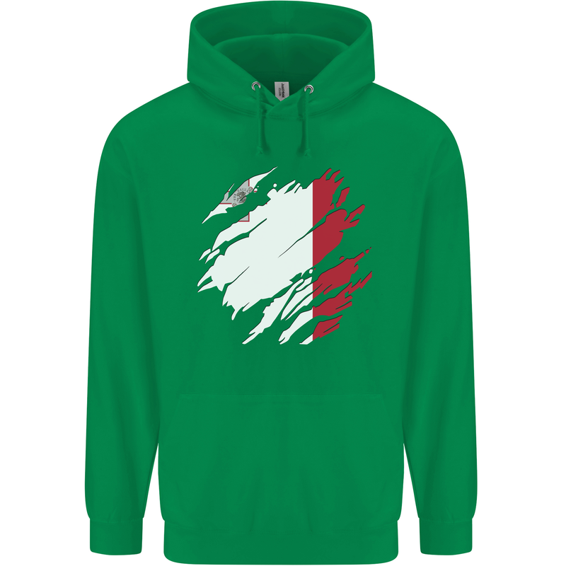 Torn Malta Flag Maltese Day Football Mens 80% Cotton Hoodie Irish Green