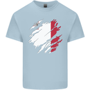 Torn Malta Flag Maltese Day Football Mens Cotton T-Shirt Tee Top Light Blue