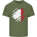 Torn Malta Flag Maltese Day Football Mens Cotton T-Shirt Tee Top Military Green