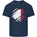 Torn Malta Flag Maltese Day Football Mens Cotton T-Shirt Tee Top Navy Blue