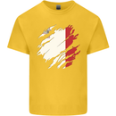 Torn Malta Flag Maltese Day Football Mens Cotton T-Shirt Tee Top Yellow