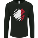 Torn Malta Flag Maltese Day Football Mens Long Sleeve T-Shirt Black