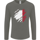 Torn Malta Flag Maltese Day Football Mens Long Sleeve T-Shirt Charcoal