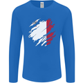 Torn Malta Flag Maltese Day Football Mens Long Sleeve T-Shirt Royal Blue