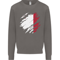 Torn Malta Flag Maltese Day Football Mens Sweatshirt Jumper Charcoal