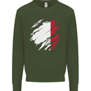 Torn Malta Flag Maltese Day Football Mens Sweatshirt Jumper Forest Green