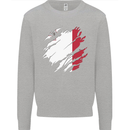 Torn Malta Flag Maltese Day Football Mens Sweatshirt Jumper Sports Grey