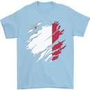 Torn Malta Flag Maltese Day Football Mens T-Shirt 100% Cotton Light Blue