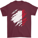Torn Malta Flag Maltese Day Football Mens T-Shirt 100% Cotton Maroon
