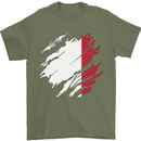 Torn Malta Flag Maltese Day Football Mens T-Shirt 100% Cotton Military Green