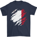 Torn Malta Flag Maltese Day Football Mens T-Shirt 100% Cotton Navy Blue