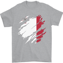 Torn Malta Flag Maltese Day Football Mens T-Shirt 100% Cotton Sports Grey