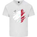 Torn Malta Flag Maltese Day Football Mens V-Neck Cotton T-Shirt White