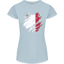 Torn Malta Flag Maltese Day Football Womens Petite Cut T-Shirt Light Blue