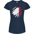 Torn Malta Flag Maltese Day Football Womens Petite Cut T-Shirt Navy Blue